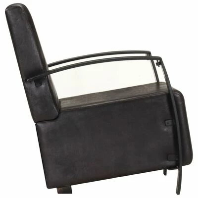 VidaXL Chaise de canapé Noir Cuir véritable 5 VidaXL Chaise de canapé Noir Cuir véritable – Image 3