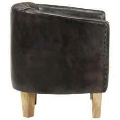 VidaXL Fauteuil Gris Cuir véritable -Fauteuils Soldes image 3 321870