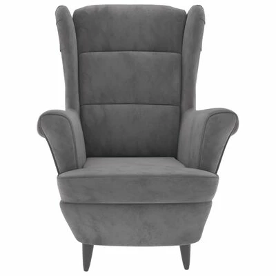 VidaXL Fauteuil Gris clair Velours 5 VidaXL Fauteuil Gris clair Velours – Image 3