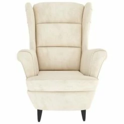 VidaXL Fauteuil Blanc crème Velours -Fauteuils Soldes image 3 324068