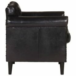 VidaXL Fauteuil Noir Cuir véritable -Fauteuils Soldes image 3 325125