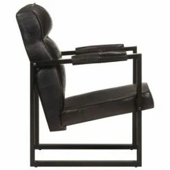 VidaXL Fauteuil 60x75x90 cm Noir Cuir de chèvre véritable 10 VidaXL Fauteuil 60x75x90 cm Noir Cuir de chèvre véritable -Fauteuils Soldes image 3 325145