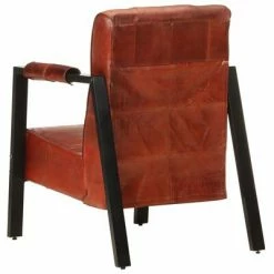 VidaXL Fauteuil 60x80x87 cm Marron foncé Cuir de chèvre véritable -Fauteuils Soldes image 3 325147