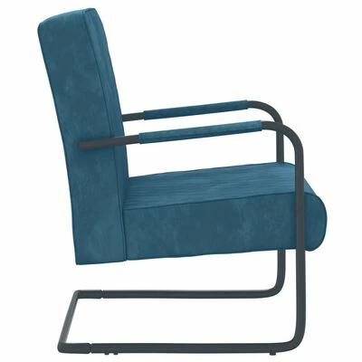 VidaXL Chaise cantilever Bleu Velours 5 VidaXL Chaise cantilever Bleu Velours – Image 3