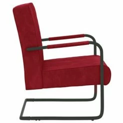 VidaXL Chaise cantilever Rouge bordeaux Velours -Fauteuils Soldes image 3 325729
