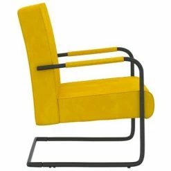 VidaXL Chaise cantilever Jaune moutarde Velours -Fauteuils Soldes image 3 325731