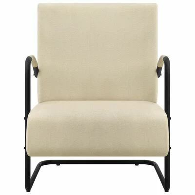 VidaXL Fauteuil Crème Tissu 5 VidaXL Fauteuil Crème Tissu – Image 3