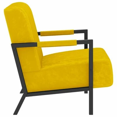 VidaXL Fauteuil Jaune moutarde Velours 5 VidaXL Fauteuil Jaune moutarde Velours – Image 3