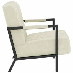VidaXL Fauteuil Blanc crème Velours -Fauteuils Soldes image 3 325767