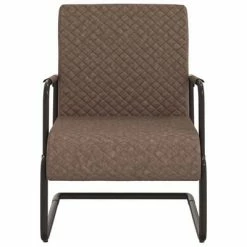 VidaXL Chaise cantilever Marron foncé Similicuir -Fauteuils Soldes image 3 325784
