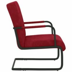 VidaXL Chaise cantilever Rouge bordeaux Velours -Fauteuils Soldes image 3 325793