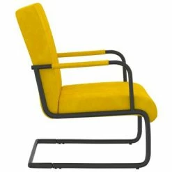 VidaXL Chaise cantilever Jaune moutarde Velours -Fauteuils Soldes image 3 325795