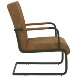 VidaXL Chaise cantilever Marron Velours -Fauteuils Soldes image 3 325796