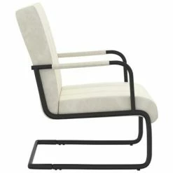 VidaXL Chaise cantilever Blanc crème Velours -Fauteuils Soldes image 3 325797