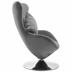 VidaXL Fauteuil pivotant en forme d’œuf et coussin Gris clair Velours 10 VidaXL Fauteuil pivotant en forme d’œuf et coussin Gris clair Velours -Fauteuils Soldes image 3 326211