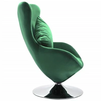 VidaXL Fauteuil pivotant en forme d’œuf et coussin Vert foncé Velours 5 VidaXL Fauteuil pivotant en forme d’œuf et coussin Vert foncé Velours – Image 3