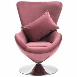 VidaXL Fauteuil pivotant en forme d’œuf avec coussin Rose Velours -Fauteuils Soldes image 3 326214