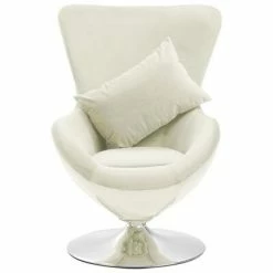 VidaXL Fauteuil pivotant en forme d’œuf avec coussin Crème Velours 10 VidaXL Fauteuil pivotant en forme d’œuf avec coussin Crème Velours -Fauteuils Soldes image 3 326216