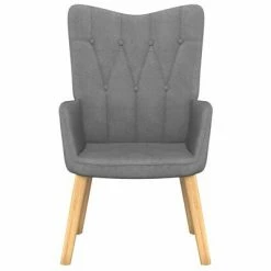 VidaXL Chaise de relaxation avec tabouret Gris foncé Tissu -Fauteuils Soldes image 3 327535