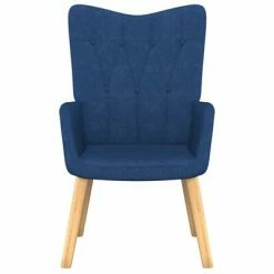 VidaXL Chaise de relaxation avec tabouret Bleu Tissu -Fauteuils Soldes image 3 327538