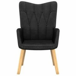 VidaXL Chaise de relaxation avec tabouret Noir Tissu -Fauteuils Soldes image 3 327540