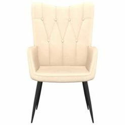 VidaXL Chaise de relaxation avec tabouret Crème Tissu -Fauteuils Soldes image 3 327558