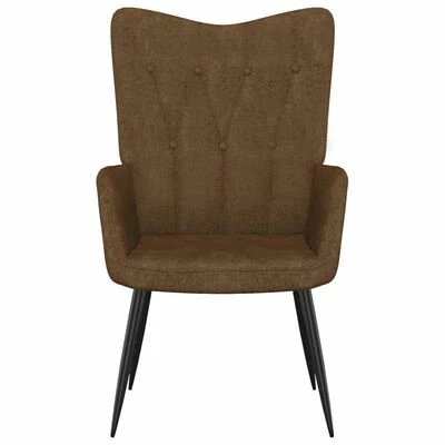 VidaXL Chaise de relaxation avec tabouret Marron Tissu 5 VidaXL Chaise de relaxation avec tabouret Marron Tissu – Image 3