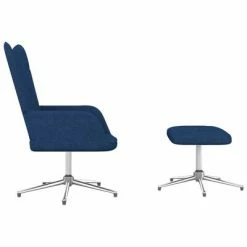 VidaXL Chaise de relaxation avec tabouret Bleu Tissu -Fauteuils Soldes image 3 327604