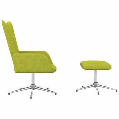 VidaXL Chaise de relaxation avec tabouret Vert Tissu 5 VidaXL Chaise de relaxation avec tabouret Vert Tissu – Image 3
