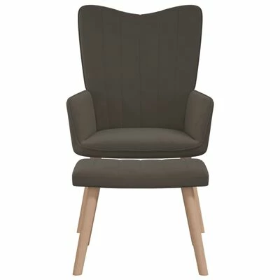 VidaXL Chaise de relaxation avec repose-pied Gris foncé Velours 5 VidaXL Chaise de relaxation avec repose-pied Gris foncé Velours – Image 3