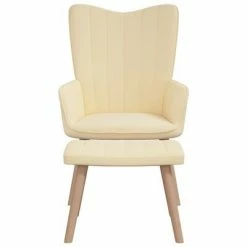 VidaXL Chaise de relaxation avec repose-pied Blanc crème Velours -Fauteuils Soldes image 3 327675