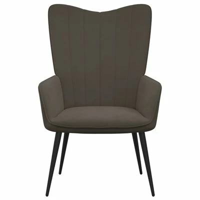 VidaXL Chaise de relaxation Gris foncé Velours 5 VidaXL Chaise de relaxation Gris foncé Velours – Image 3