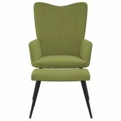 VidaXL Chaise de relaxation avec repose-pied Vert clair Velours -Fauteuils Soldes image 3 327691