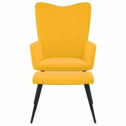 VidaXL Chaise de relaxation avec repose-pied Jaune moutarde Velours -Fauteuils Soldes image 3 327695