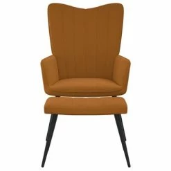VidaXL Chaise de relaxation avec repose-pied Marron Velours -Fauteuils Soldes image 3 327696