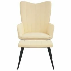 VidaXL Chaise de relaxation avec repose-pied Blanc crème Velours 10 VidaXL Chaise de relaxation avec repose-pied Blanc crème Velours -Fauteuils Soldes image 3 327697