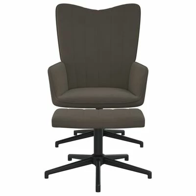 VidaXL Chaise de relaxation avec repose-pied Gris foncé Velours 5 VidaXL Chaise de relaxation avec repose-pied Gris foncé Velours – Image 3
