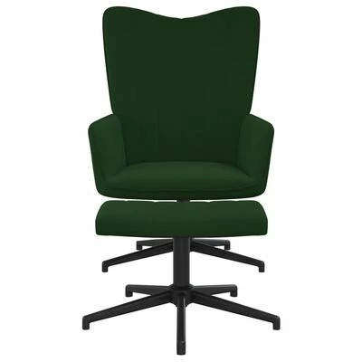 VidaXL Chaise de relaxation avec repose-pied Vert foncé Velours 5 VidaXL Chaise de relaxation avec repose-pied Vert foncé Velours – Image 3
