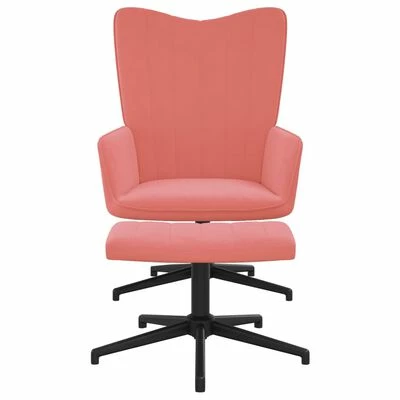 VidaXL Chaise de relaxation avec repose-pied Rose Velours 5 VidaXL Chaise de relaxation avec repose-pied Rose Velours – Image 3