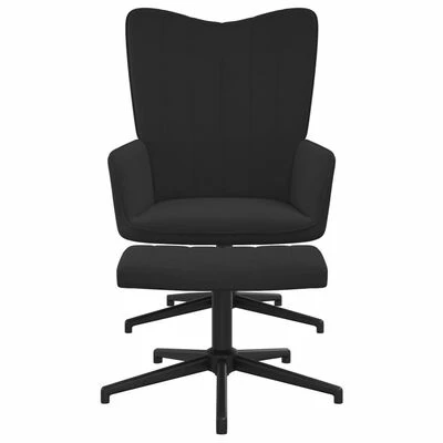 VidaXL Chaise de relaxation avec repose-pied Noir Velours 5 VidaXL Chaise de relaxation avec repose-pied Noir Velours – Image 3