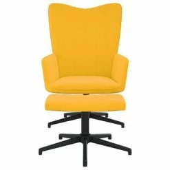 VidaXL Chaise de relaxation avec repose-pied Jaune moutarde Velours -Fauteuils Soldes image 3 327717