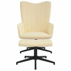VidaXL Chaise de relaxation avec repose-pied Blanc crème Velours -Fauteuils Soldes image 3 327719