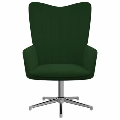 VidaXL Chaise de relaxation Vert foncé Velours 5 VidaXL Chaise de relaxation Vert foncé Velours – Image 3