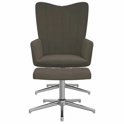 VidaXL Chaise de relaxation avec repose-pied Gris foncé Velours 5 VidaXL Chaise de relaxation avec repose-pied Gris foncé Velours – Image 3