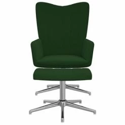 VidaXL Chaise de relaxation avec repose-pied Vert foncé Velours -Fauteuils Soldes image 3 327734