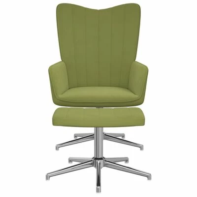 VidaXL Chaise de relaxation avec repose-pied Vert clair Velours 5 VidaXL Chaise de relaxation avec repose-pied Vert clair Velours â Image 3