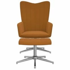 VidaXL Chaise de relaxation avec repose-pied Marron Velours -Fauteuils Soldes image 3 327740