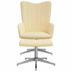 VidaXL Chaise de relaxation avec repose-pied Blanc crème Velours -Fauteuils Soldes image 3 327741