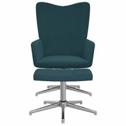 VidaXL Chaise de relaxation avec repose-pied Bleu Velours -Fauteuils Soldes image 3 327742