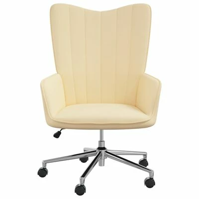 VidaXL Chaise de relaxation Blanc crème Velours 5 VidaXL Chaise de relaxation Blanc crème Velours – Image 3